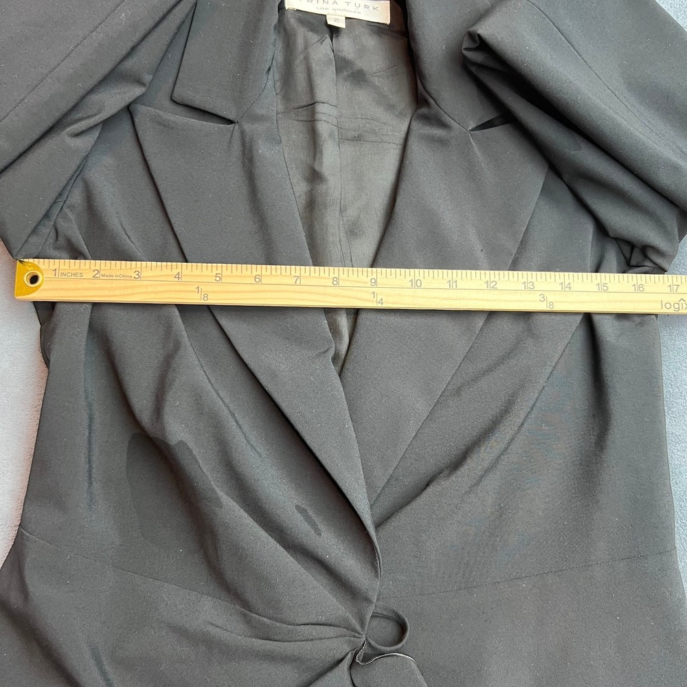 Trina Turk Draped Side Tie Wrap Blazer Jacket Womens Size 2 Black Minimalist - Picture 7 of 10